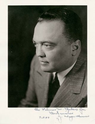 1949 Fbi J.  Edgar Hoover Signed Photo