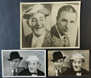 Flanagan & Allen Signed Photos (x3) - British Comedy Double Act 1930s/40s