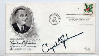 Us Lyndon B.  Johnson President Lbj Autographed Signed Fdc 1965 Id 3298