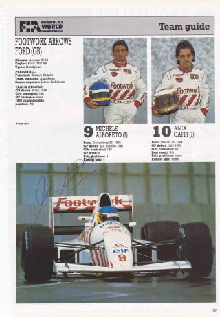 Michele Alboreto Authentic Signed F1 Book Page Aftal 198