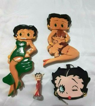 Set Of 2 Betty Boop Wooden Wall Plaques Unique,