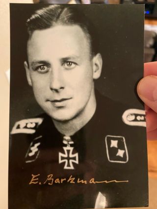 German Knight’s Cross Panzer Ace Ernst Barkmann Signed Paint Pen Photo