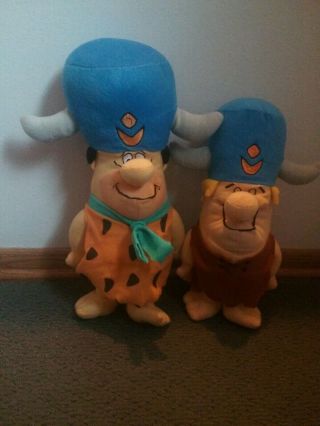 Fred Flinstone And Barney Rubble Plush,  Wearing Water Buffalo Hats