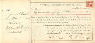 Terminal Railroad Of East St.  Louis - Stock Certificate