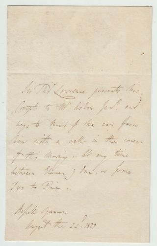 Sir Thomas Lawrence (1769 - 1830),  Painter,  Third Person Autograph Letter 1829