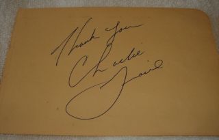 Charlie Gracie Hand - Signed Autogrpah Album Page With