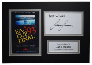John Jensen Signed Autograph A4 Photo Mount Display Arsenal Fa Cup Winners 1993