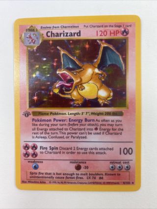 Charizard 1st Edition Shadowless Base Set 4/102 Pokémon Proxy Card Non Holo Nm