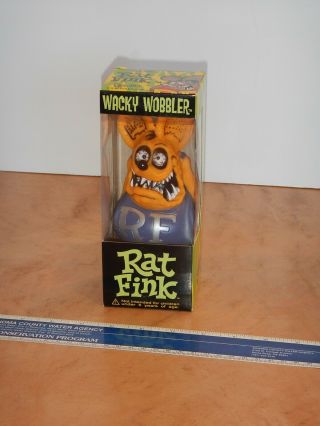 2005 Funko Rat Fink Wacky Wobbler,  Bobble Head - Orange With Purple Body,  Nos