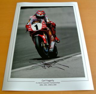 Carl Fogarty Signed 16x12 Photo Autograph Superbikes Memorabilia See Proof &