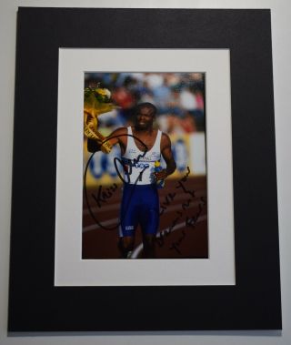 Kriss Akabusi Signed Autograph 10x8 Photo Display Olympics Hurdles Aftal &