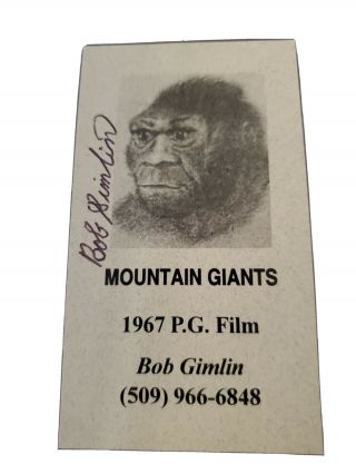 Bob Gimlin Signed Business Card Bigfoot Film