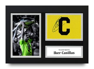 Iker Casillas Signed A4 Captains Armband Photo Display Real Madrid Autograph