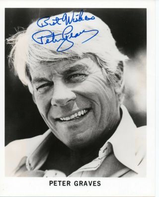 Peter Graves Hand Signed Photo 10x8 American Hollywood Film & Tv Actor