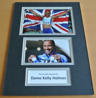 Kelly Holmes Signed Autograph A4 Photo Mount Display Olympics Memorabilia &