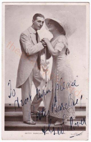 Music Hall.  Variety Entertainers Betty Barclay And A Baritone.  Signed Postcard