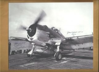 John Wolf Ww2 Ace Pilot (7 Kills) Uss Hornet Autographed 8x10 Picture