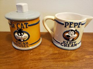 Pepe Le Pew And Penelope Warner Bros.  Studio Store Cream And Sugar Set 1996