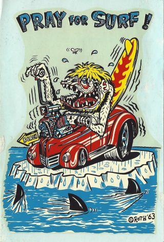 Big Daddy Ed Roth Water Slide Decal Pray For Surf