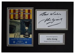 John Greig Signed Autograph A4 Photo Rangers Ecwc Winners 1972