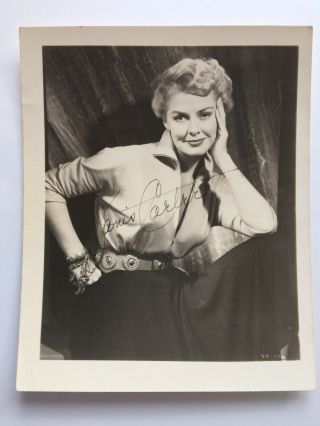 Hand Signed Autograph - Janis Carter - Film & Tv Actress 1940 