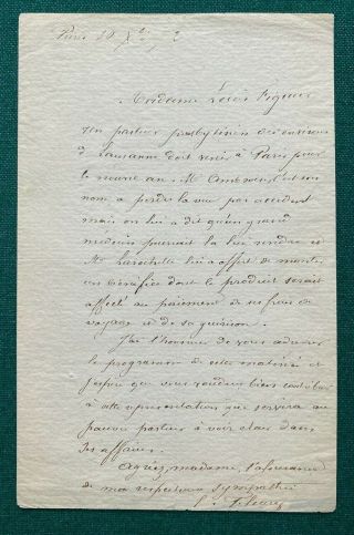 Antique Signed Letter French General Emile Fleury Ambassador Russia Napoleon
