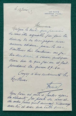 Antique Signed Letter French Admiral Navy Minister Jean - Marie Charles Abrial 2