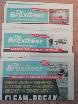 Three Brexit Party Brexiteer Newspapers 2019