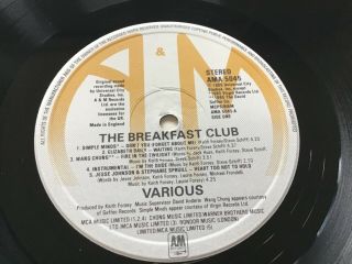The Breakfast Club - Motion Picture Soundtrack A&M Records 1985 Simple Minds EX 3