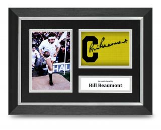 Bill Beaumont Signed A4 Framed Captain Armband Photo Display England Autograph