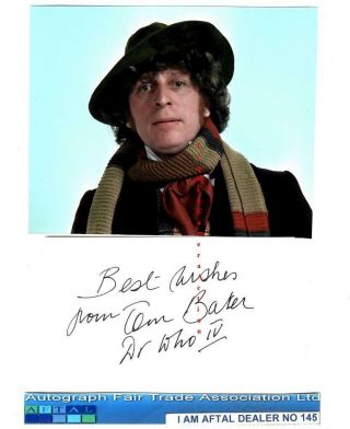 Tom Baker Vintage Signed Card Dr Who Aftal 145