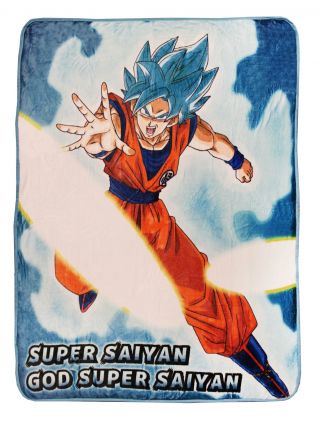 Dragon Ball Goku Saiyan Blue Fleece Throw Blanket | 60 X 45 Inches