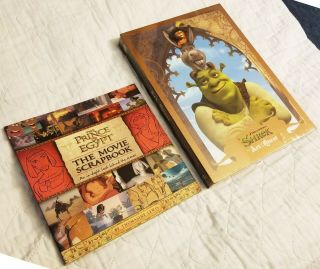2 Anim Books Shrek: The Art Of The Quest And The Prince Of Egypt Movie Scrapbook