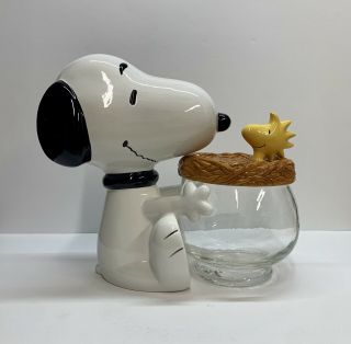 Treasure Craft Peanuts Snoopy And Woodstock 3 Pc Cookie Jar Dog Treat Container