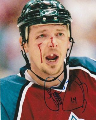 Bloody Theoren Fleury Signed Colorado Avalanche 8x10 Photo Theo Autograph
