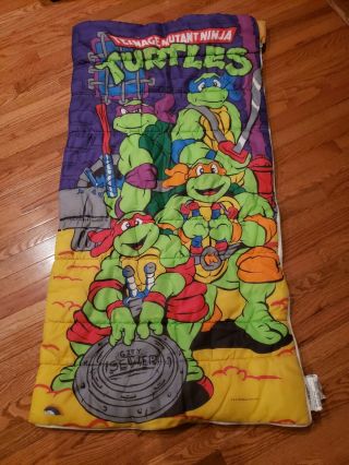 Vintage 1990 Teenage Mutant Ninja Turtles Sleeping Bag Youth Child Kids Tmnt