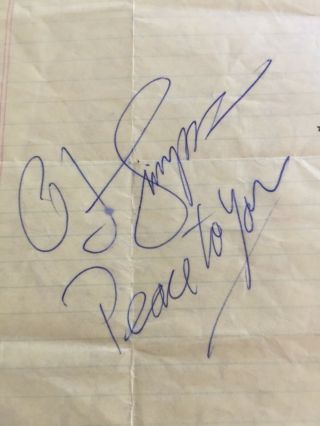 Oj Simpson Autograph Paper
