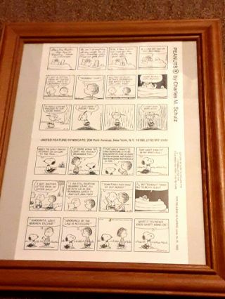 Peanuts Daily Proof 1 Sheet,  6 Four Panels From June 14 - 19 1982 Framed Very Good