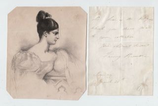 Fanny Kemble (1809 - 93),  Actress,  Autograph Note Signed And Portrait