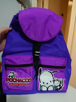 Vintage Sanrio Pochacco Friends Forever Purple Backpack