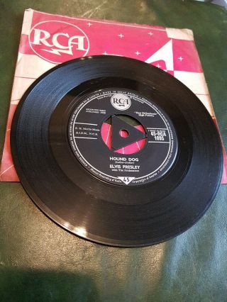 Elvis Presley - Hound Dog/blue Suede Shoes 1958 - Tri Centre 7” Vinyl Single Vg Cond
