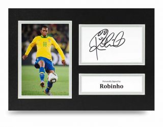 Robinho Signed A4 Photo Display Brazil Istanbul Autograph Memorabilia,