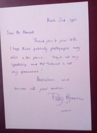 Blackadder Ll - Patsy Byrne Signed Letter