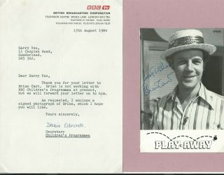 Brian Cant Signed Photo Play Away,  Dr Who,  Trumpton