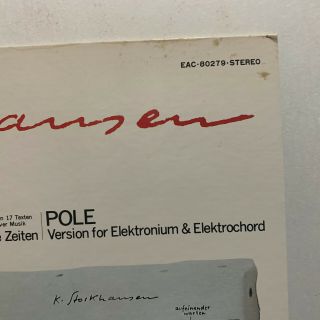 JPN LP Karlheinz Stockhausen Spiral / Japan / Pole EAC 80279 2