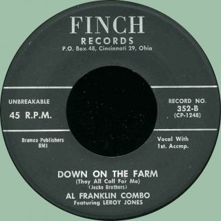 Al Franklin Combo Down On The Farm / Nocturne In Blue 45rpm Finch 1957 Rocker