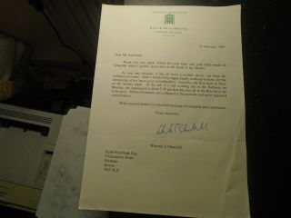 1997 Winston Churchill Mp (grandson),  Hand Signed Letter,  House Of Commons Paper
