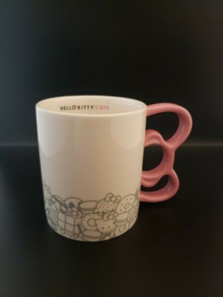 Hello Kitty Cafe Pink Bow Handle Ceramic 12 Oz Coffee Mug 2017 Euc