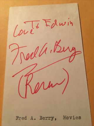Fred Berry Autograph,  Actor,  “rerun” On “what’s Happening?”