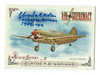 Charles Mcgee Tuskegee Airmen Authentic Autographed P - 40 Warhawk 2014 Topps Card